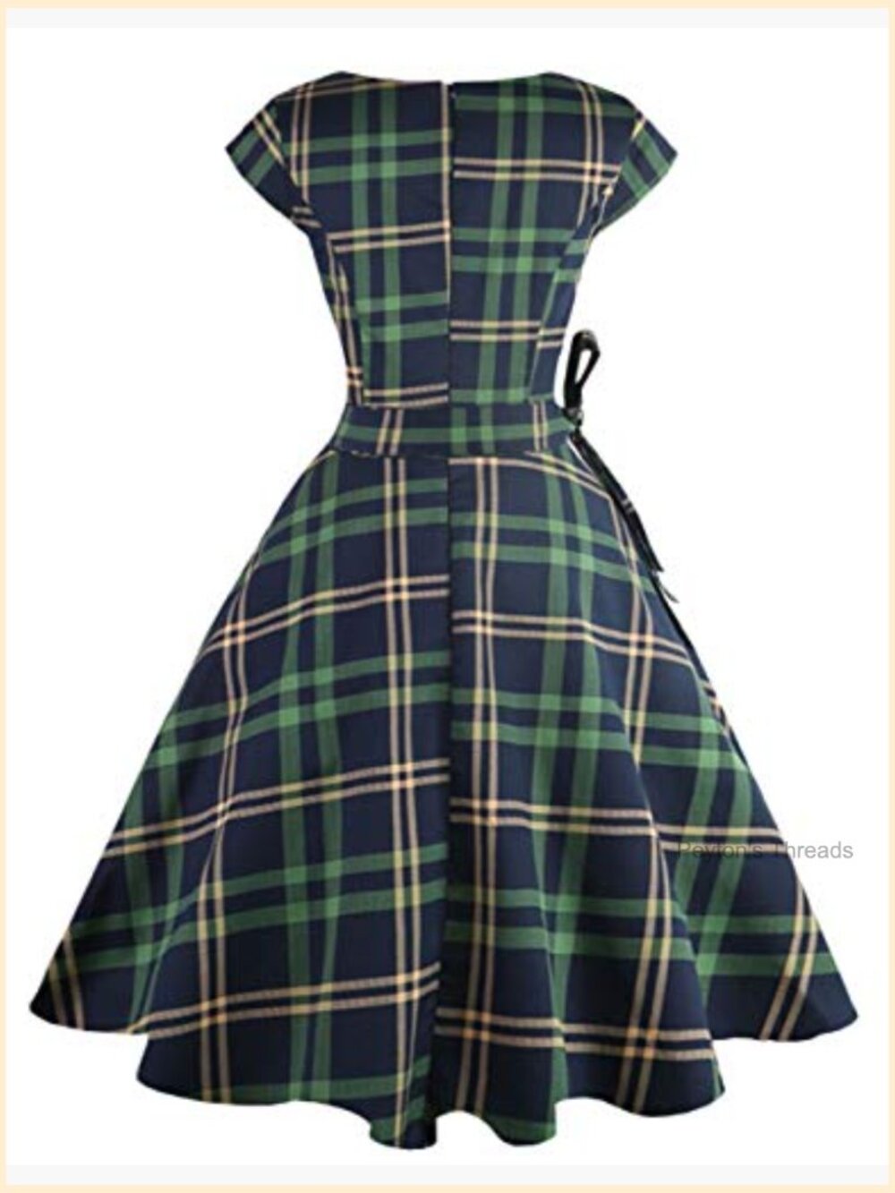 1950s Boatneck Cap Sleeve Vintage Swing Cocktail Party Dress with Pockets - Picture 5 of 6